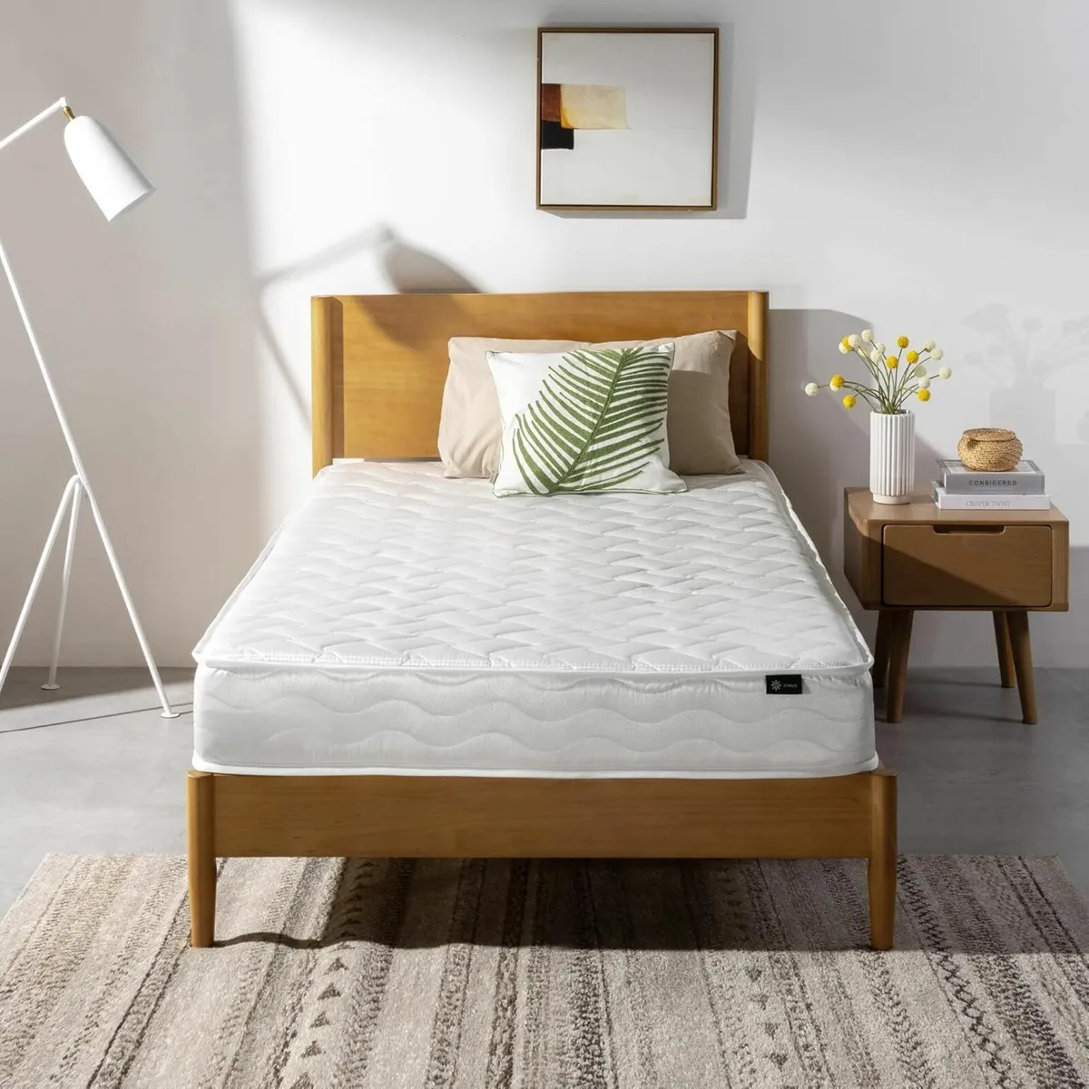Single Bonnel Spring Mattress 90x190 cm White - Image 1