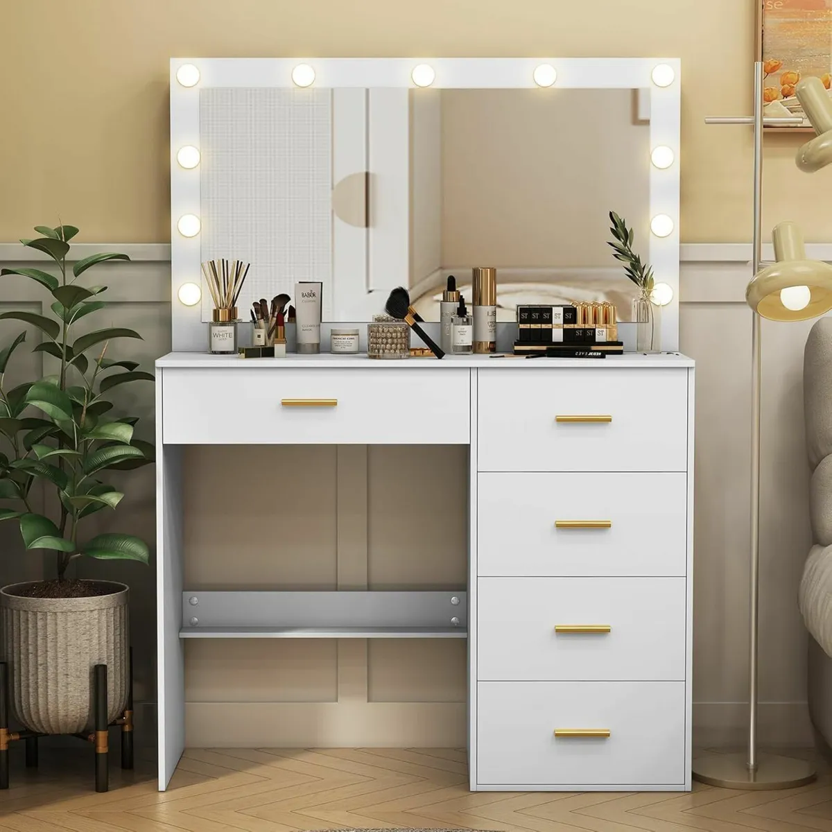 Dressing Table with Power Outlet USB Vanity Desk - Image 3