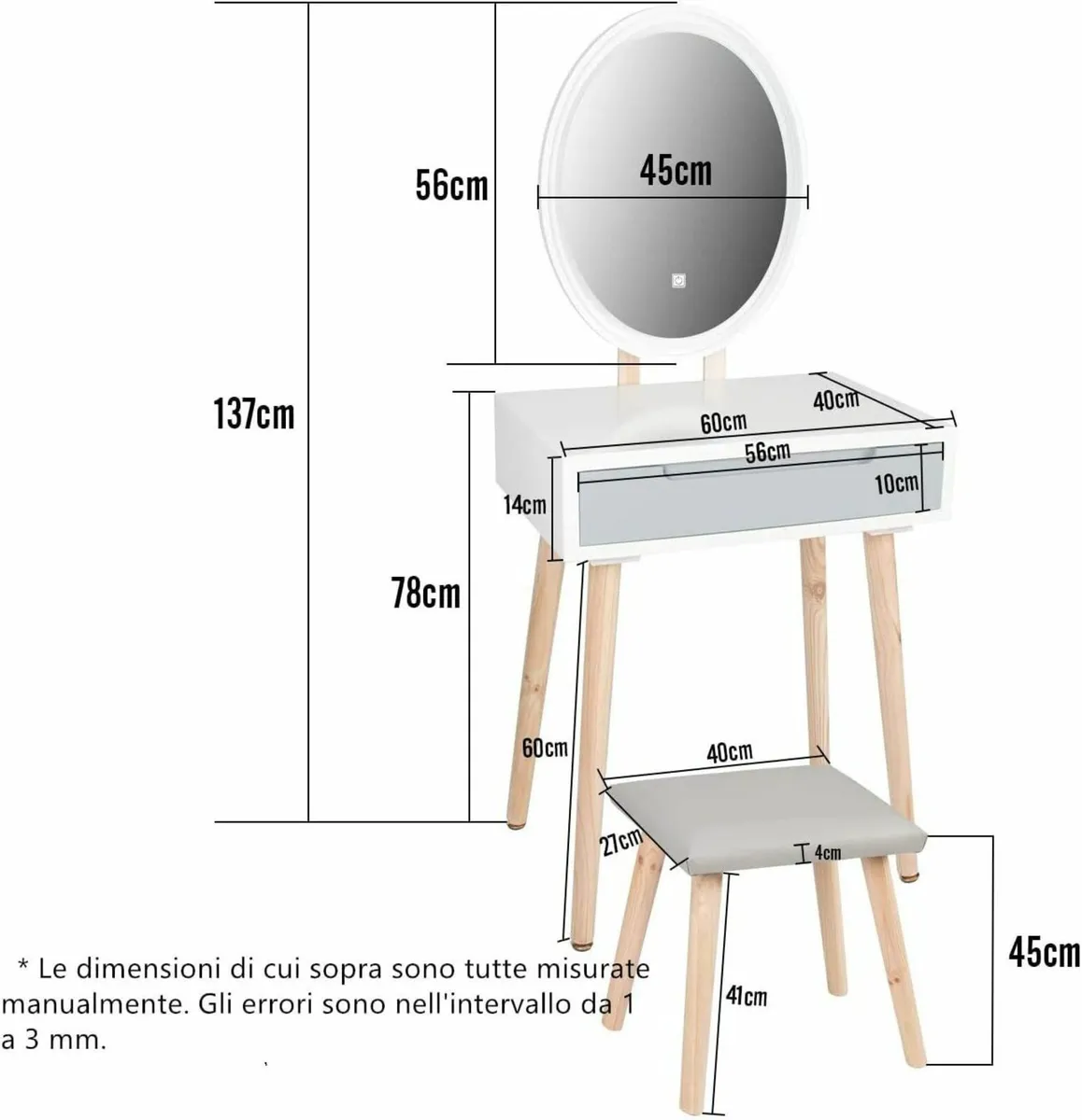Makeup Vanity Table Set Dressing Table Cabinet - Image 3