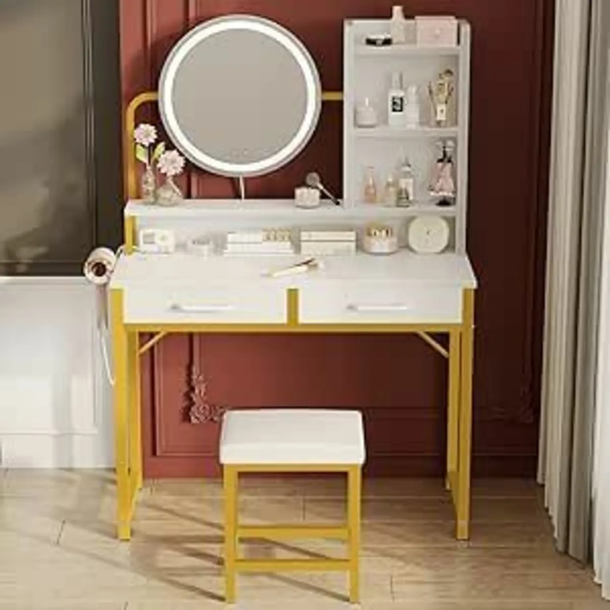 Dressing Table Set, height-adjustable mirror LED - Image 4