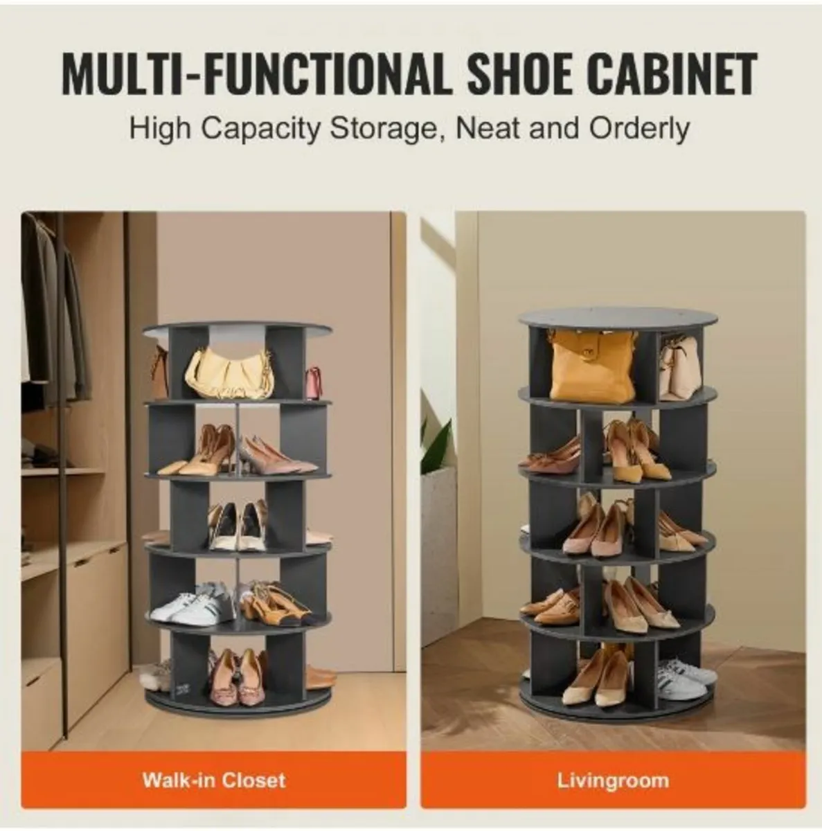 5-Tier Rotating Shoe Rack Tower 360° Spinning - Image 3