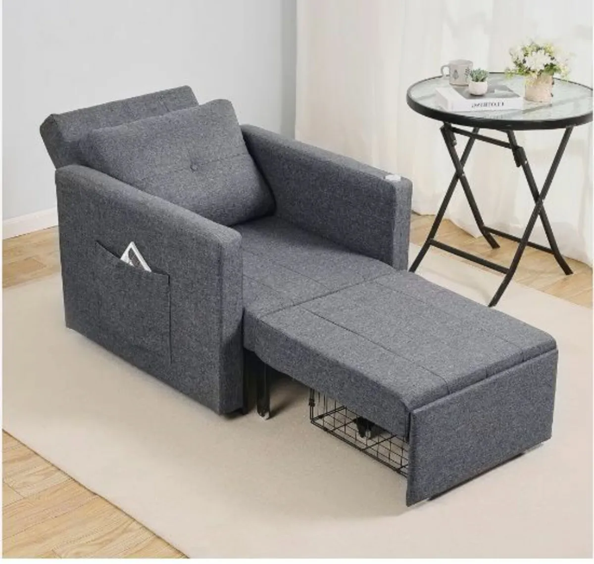 Sleeper Sofa Bed with Side Pocket Pillow - Image 4