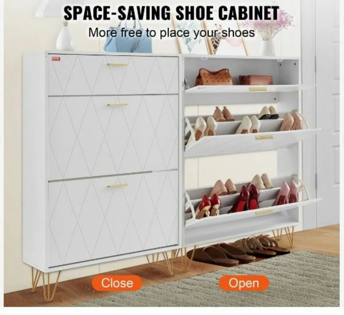 Shoe Cabinet with 3 Flip Drawers Shoe - Image 3