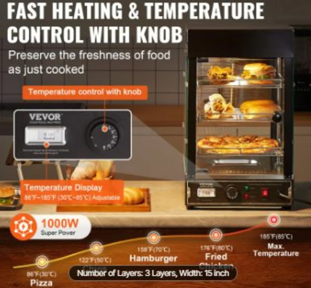 3-Tier Commercial Food Warmer Display - Image 2