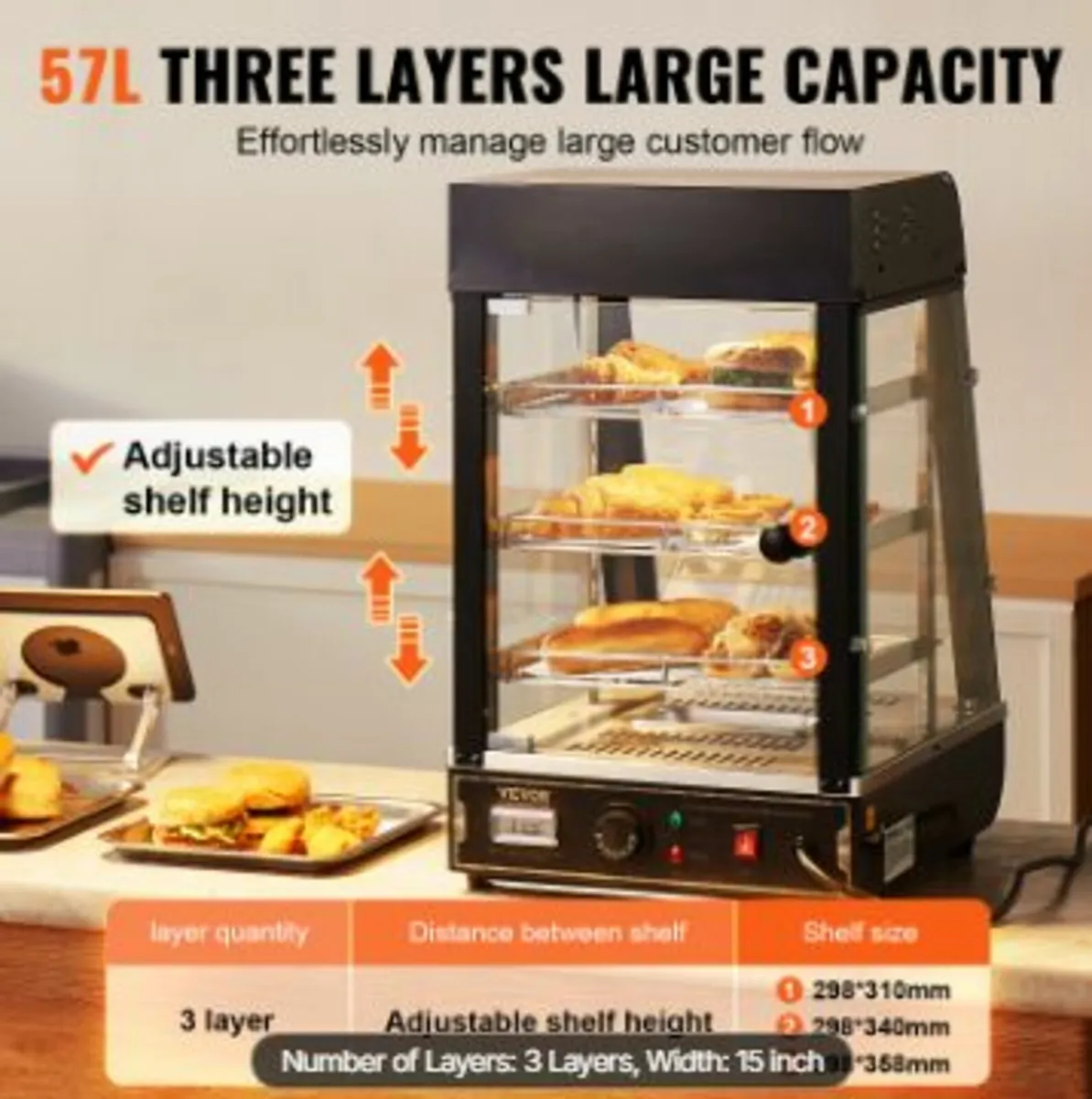 3-Tier Commercial Food Warmer Display - Image 3