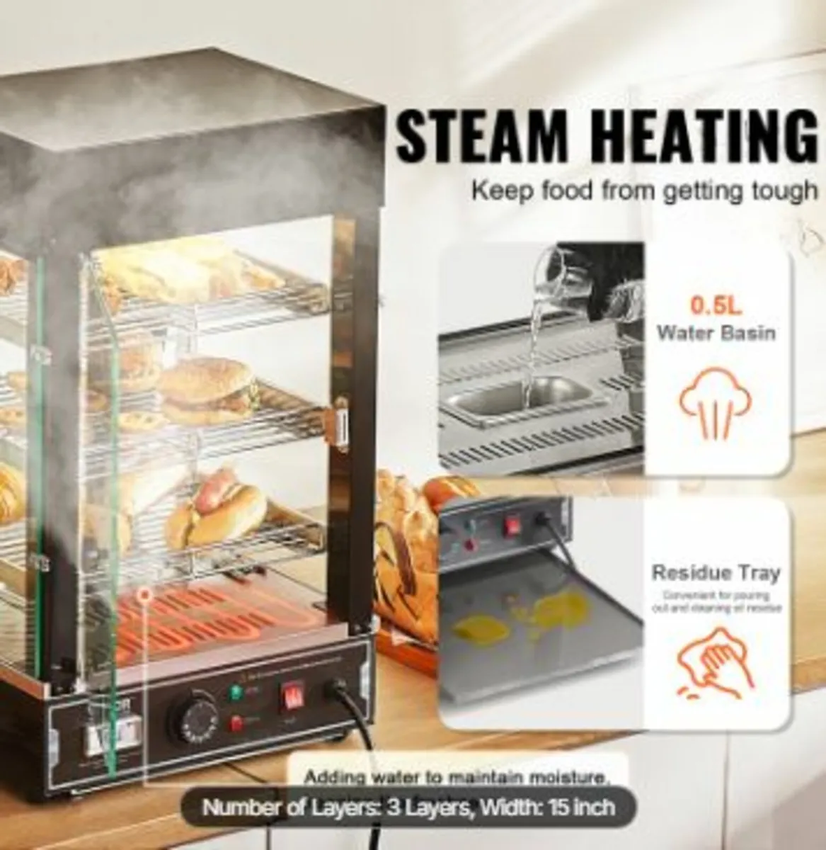 3-Tier Commercial Food Warmer Display - Image 4