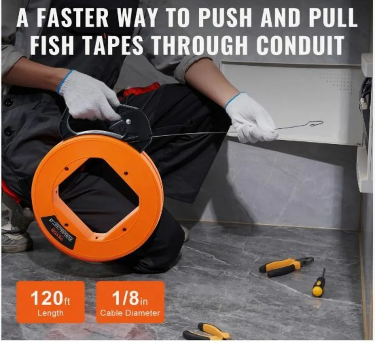 Fish Tape Wire Cable Line Puller 120ft - Image 3