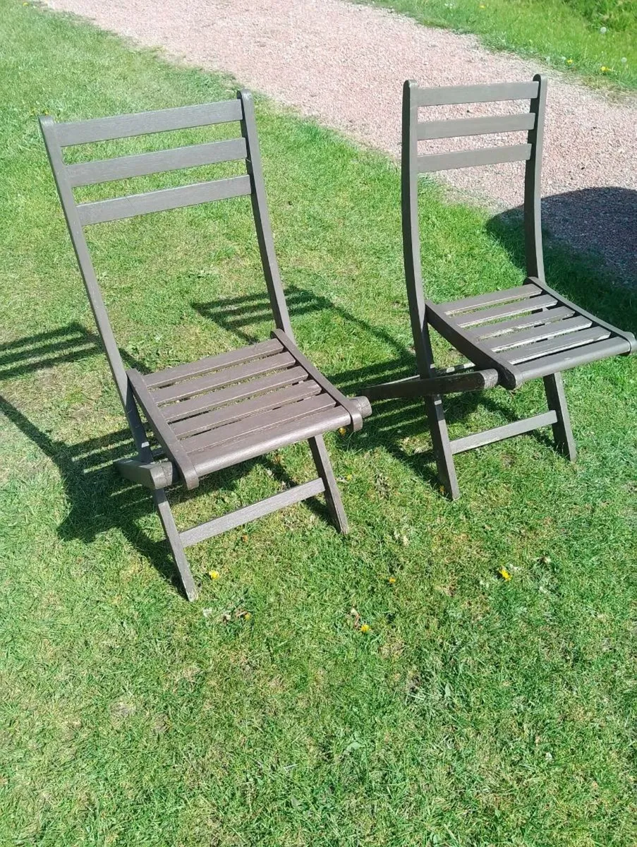 2 folding deck chairs - Image 3