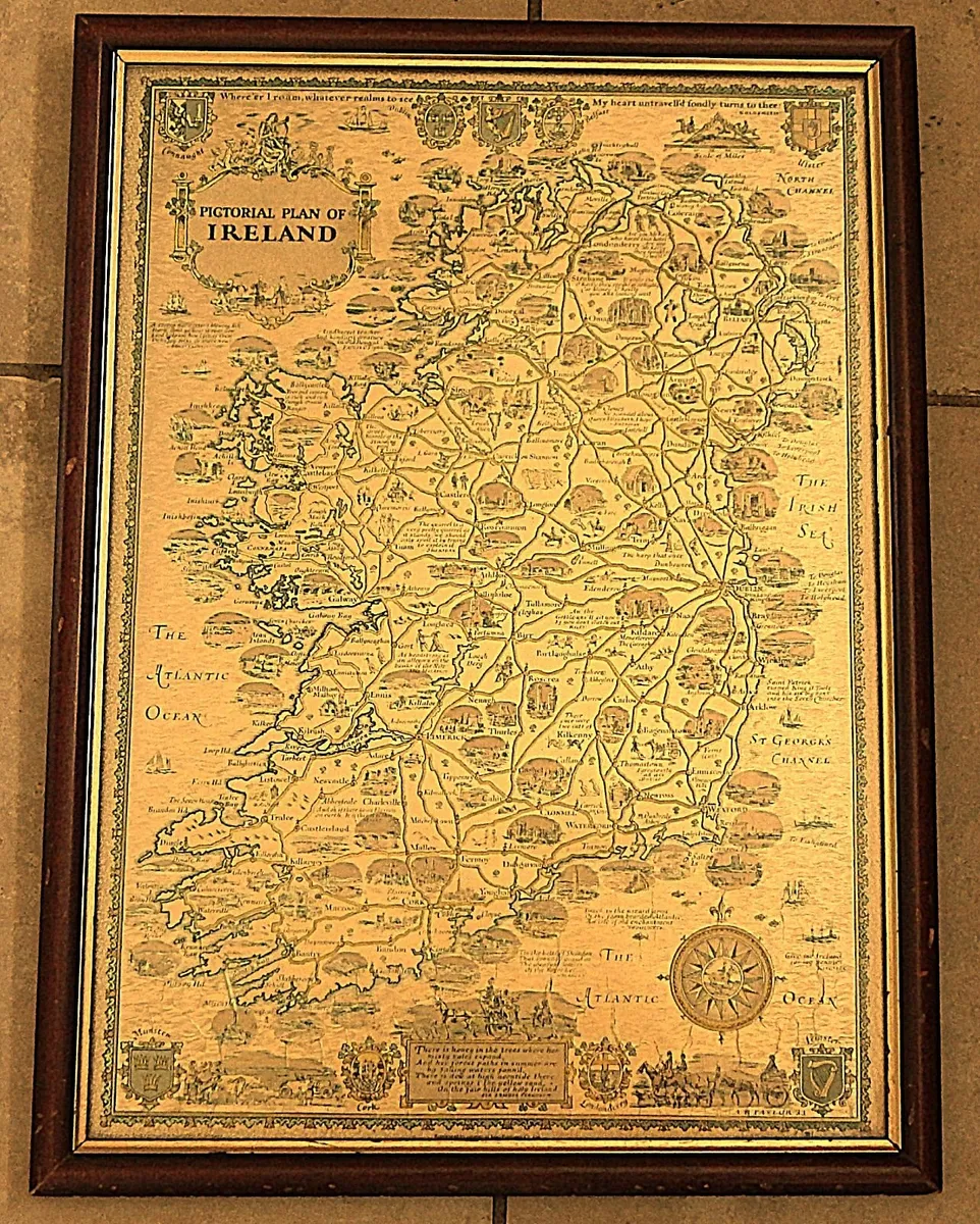 Pictorial Map of Ireland in Gold Coloured Foil - Image 2