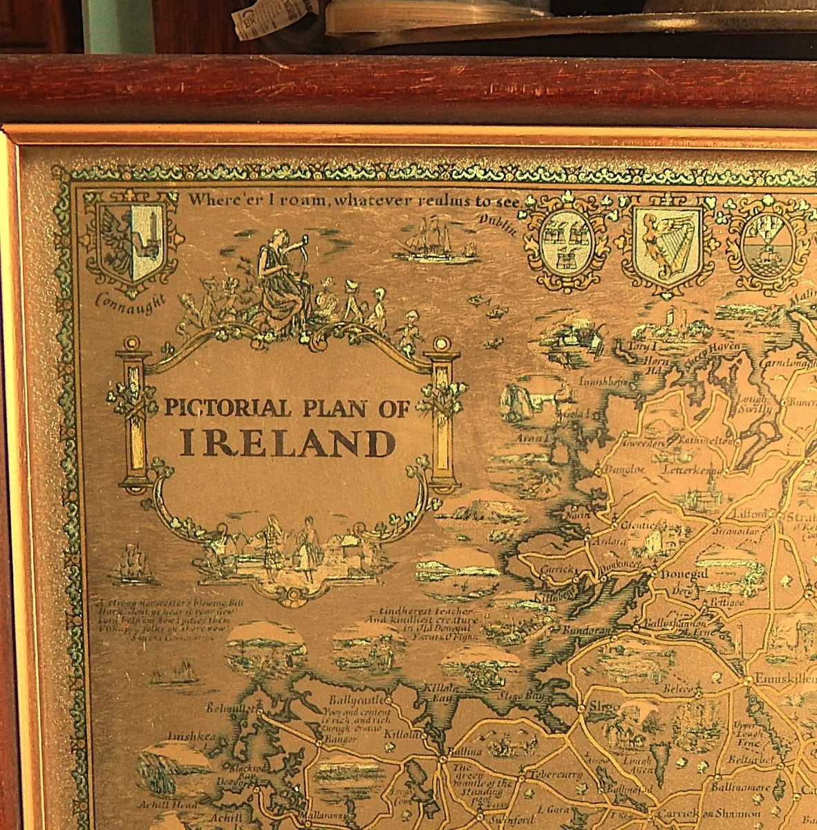Pictorial Map of Ireland in Gold Coloured Foil - Image 4