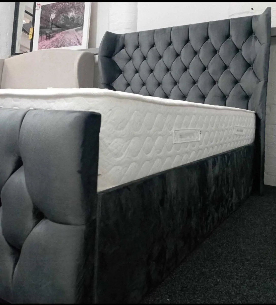 All new wing back bed with mattress - Image 2