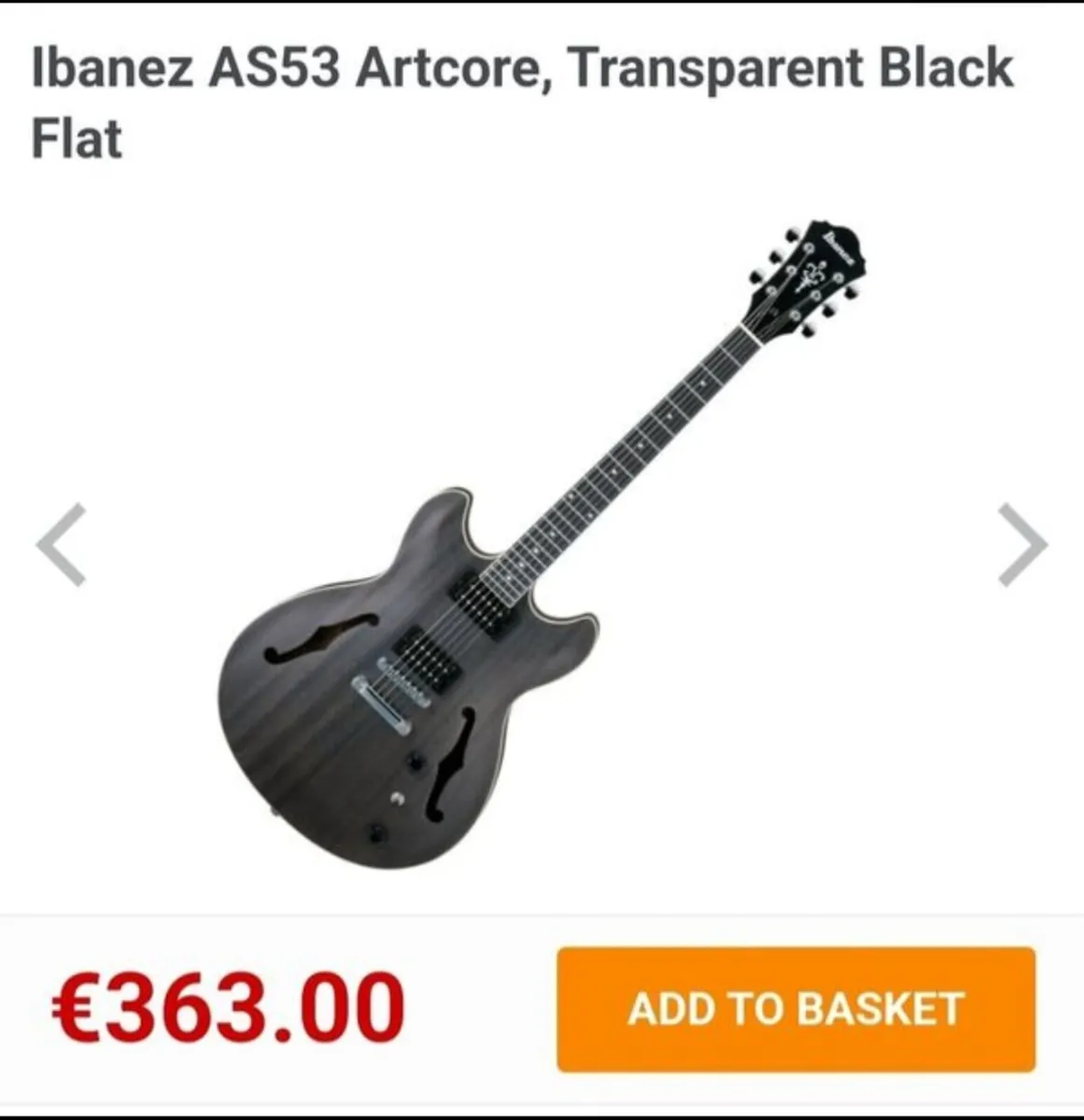Ibanez AS53 Artcore, Transparent Black Flat, elect - Image 3