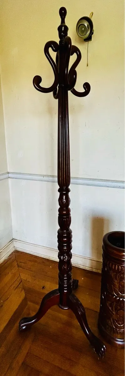 Mahogany coat stand and umbrella stand - Image 2