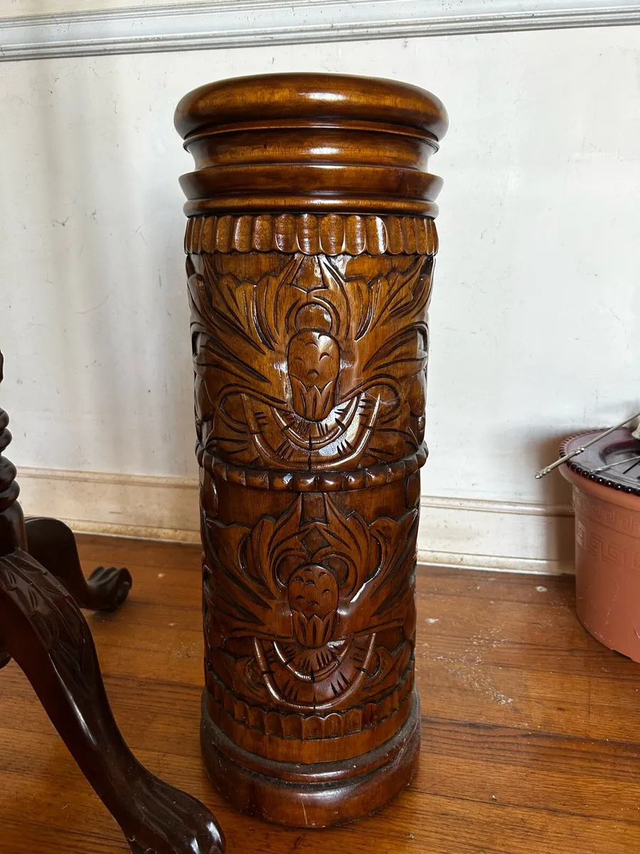 Mahogany coat stand and umbrella stand - Image 3