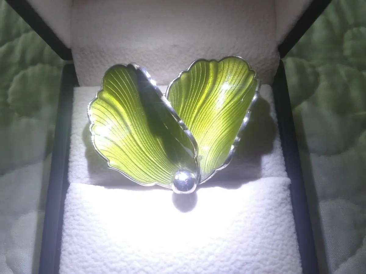 Sterling silver jensen  art deco enamel brooch - Image 2