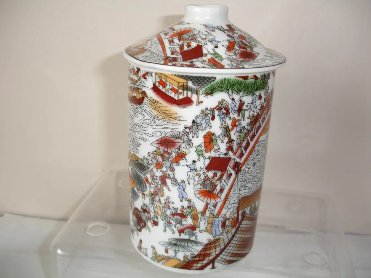 Vintage  Chinese Tea Cup with infuser/lid - Image 3
