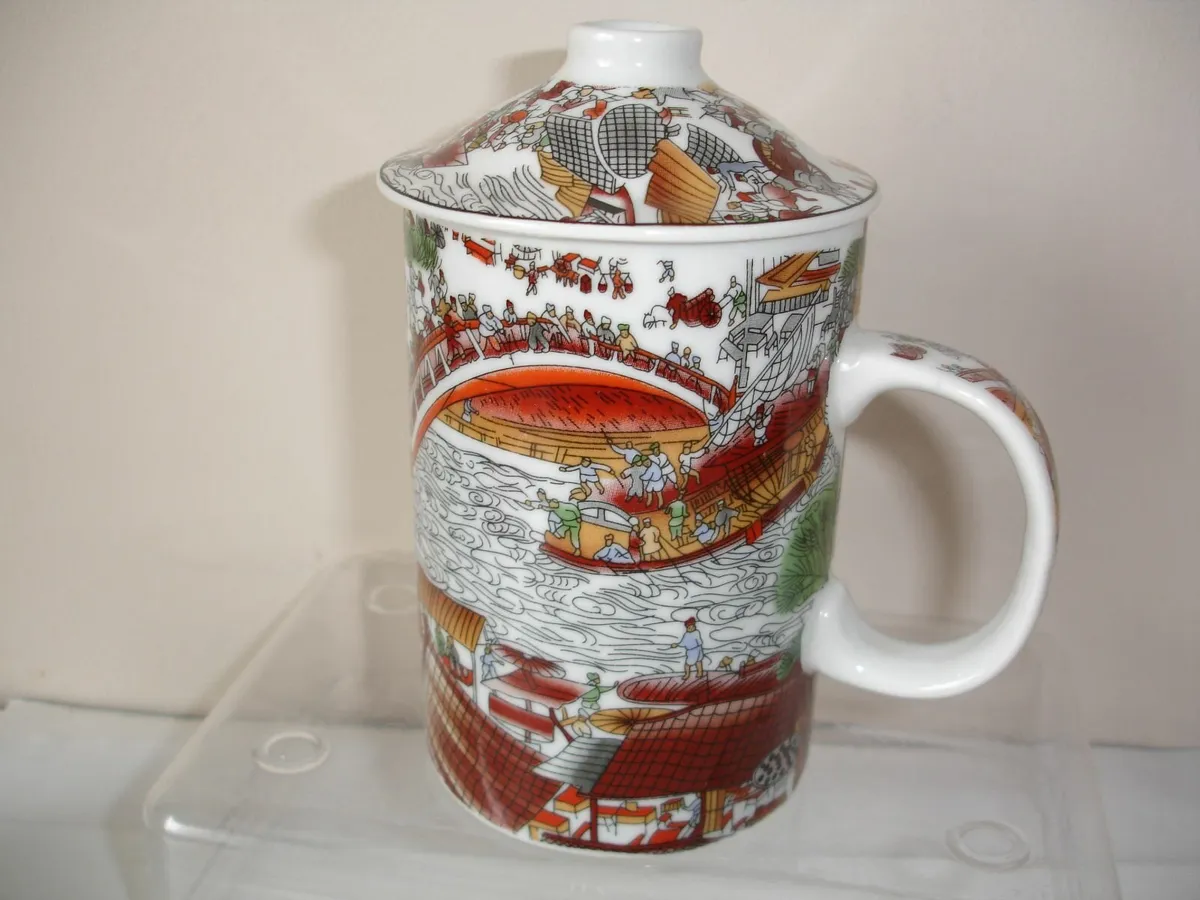 Vintage  Chinese Tea Cup with infuser/lid - Image 4