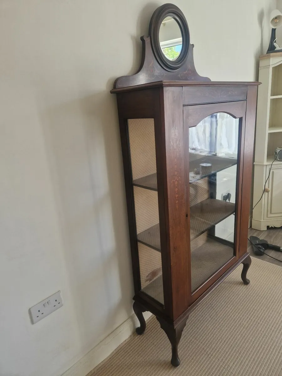 Antique Inlaid Mahogany China Cabinet - Image 3