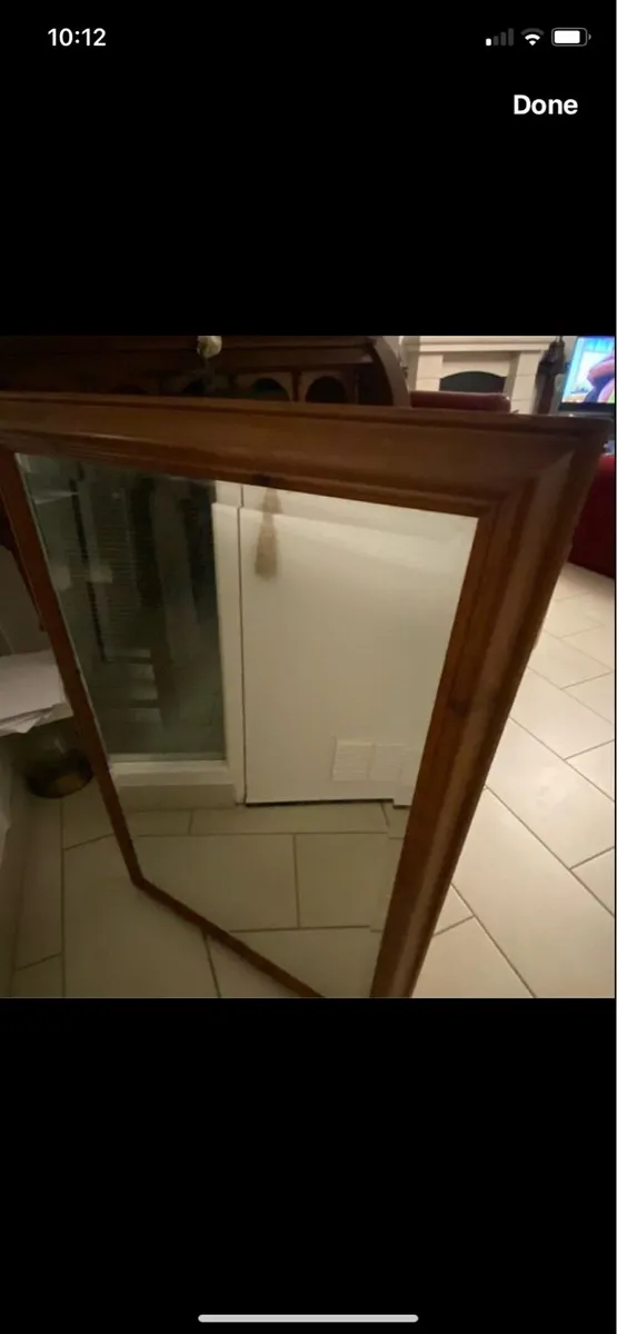 Large Timber Framed Bevelled Mirror - Image 1