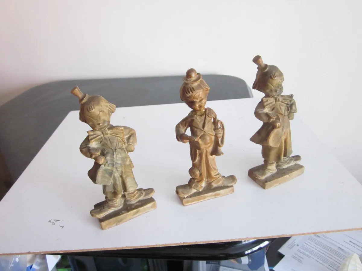 Three Vintage Boy Clown Figures 5" - Image 1