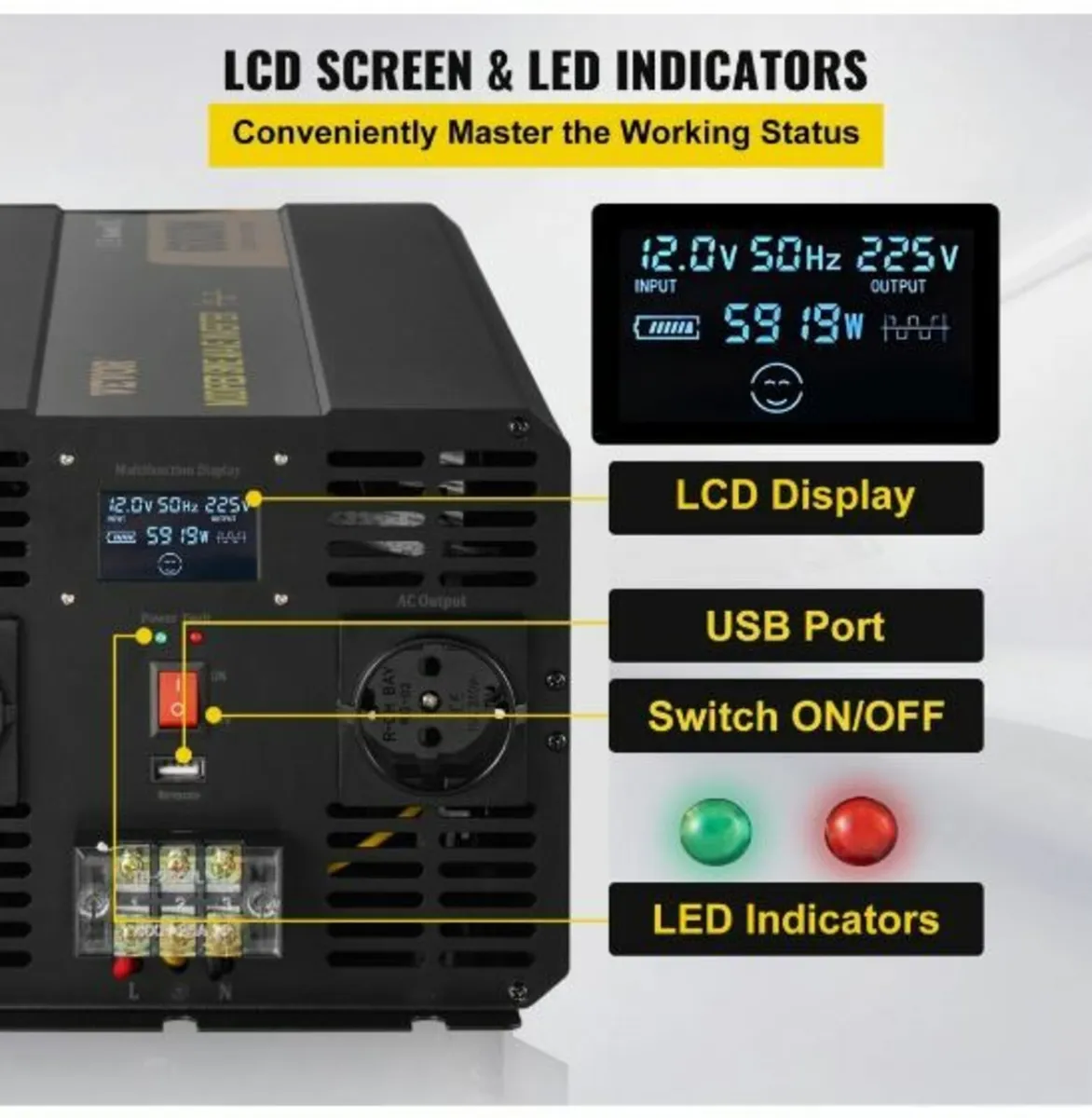 Power Inverter Modified Sine Wave Inverter 6000W - Image 2
