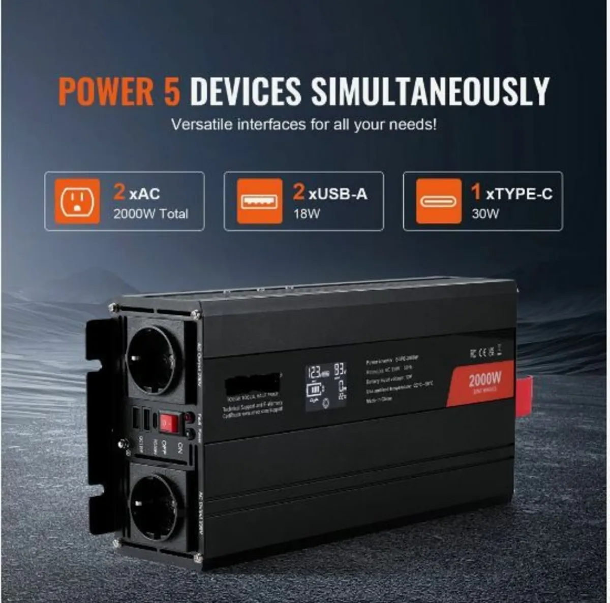 Pure Sine Wave Power Inverter 2000W - Image 3