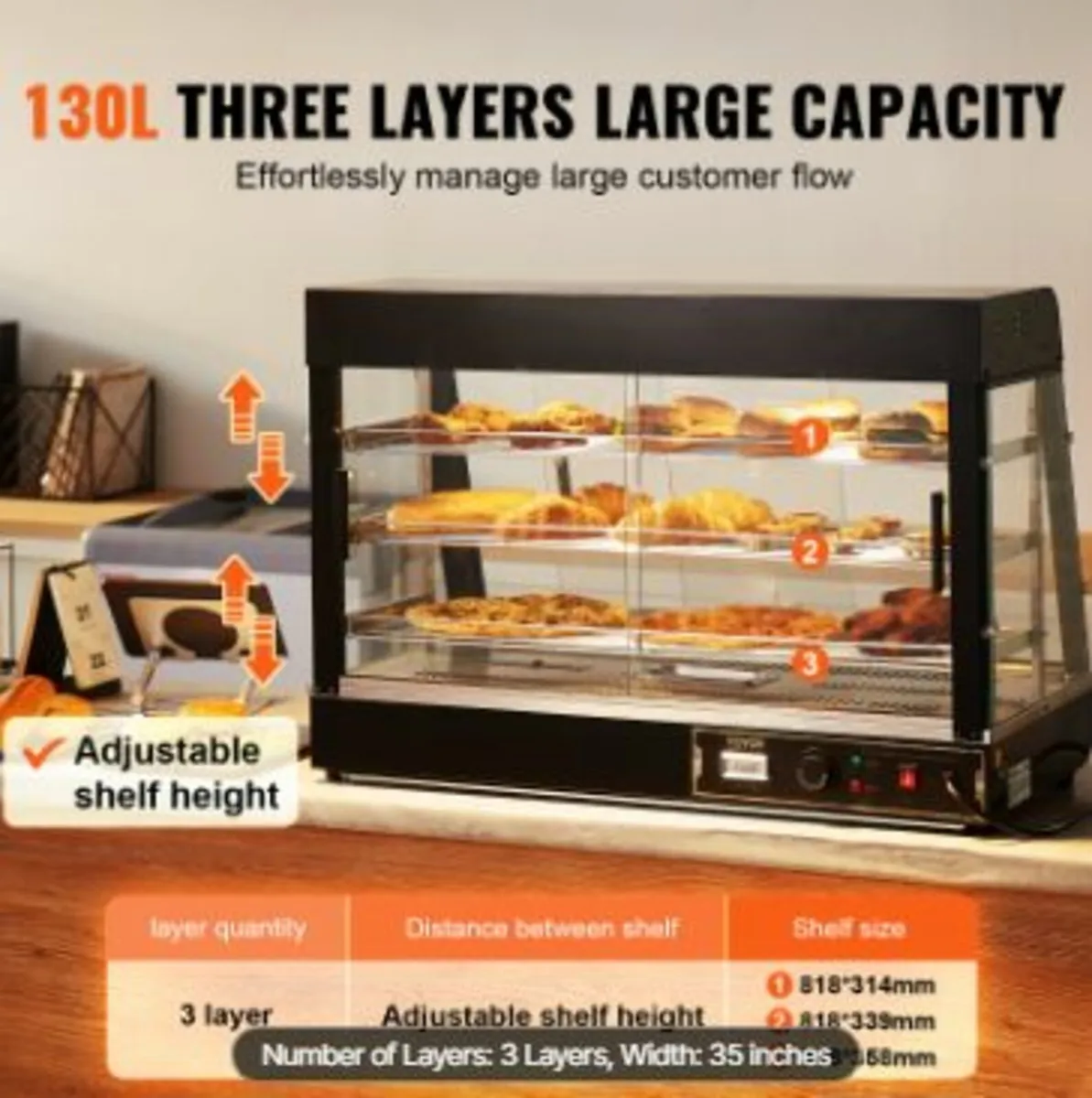 3-Tier Commercial Food Warmer Display Countertop P - Image 4