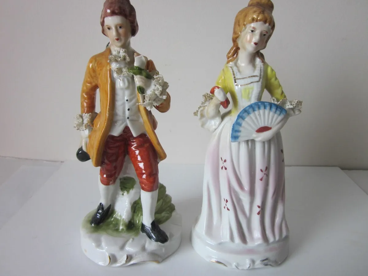 Vintage Porcelain Lace Couple Figure - Image 1