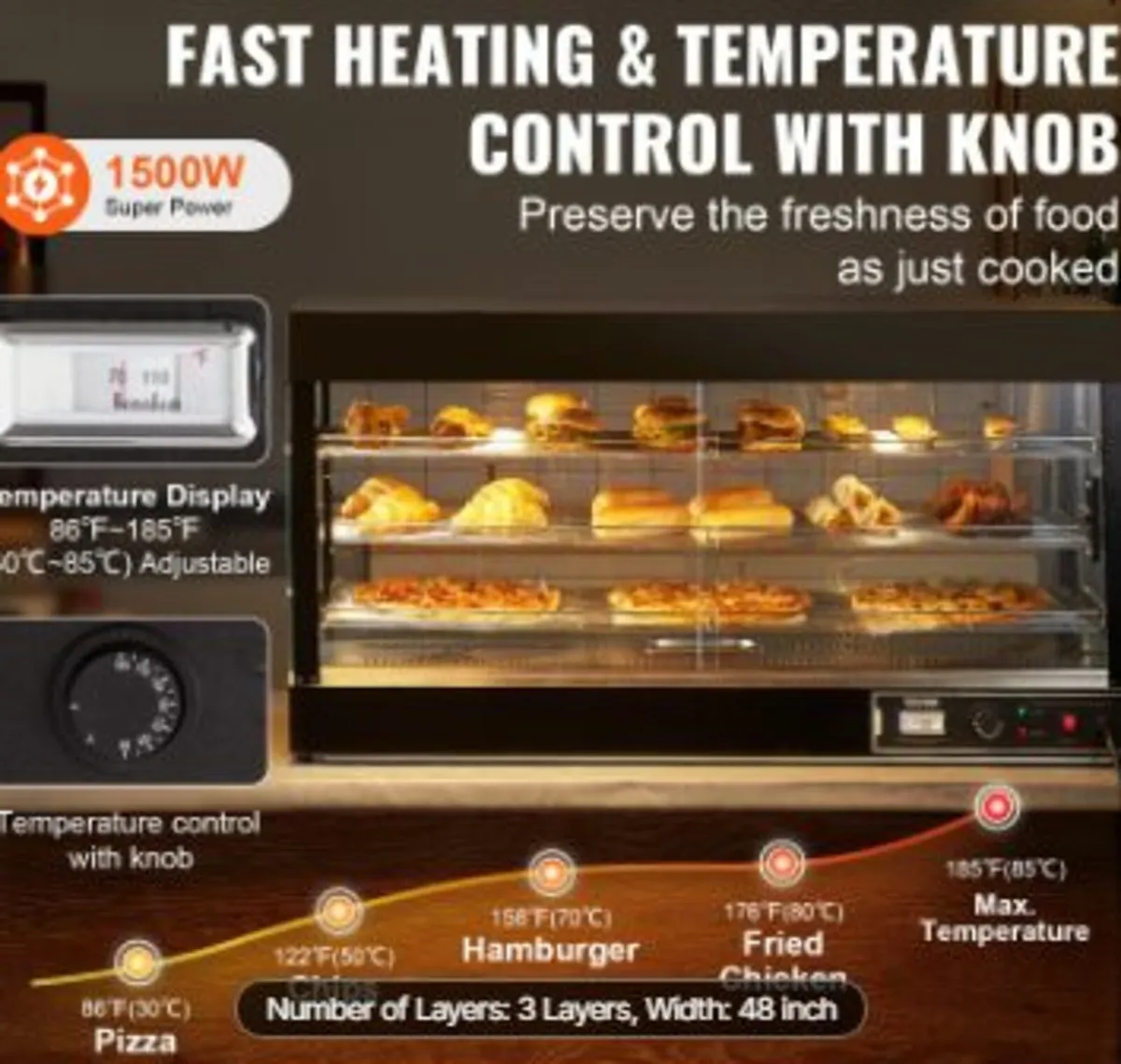 3-Tier Commercial Food Warmer Display - Image 2