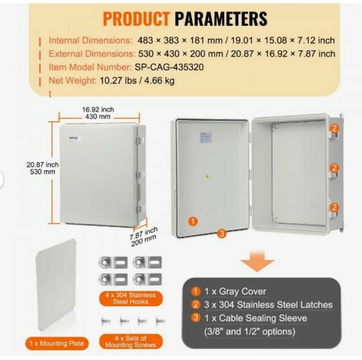 Outdoor Electrical Junction Box, 530 x 430 x 200 - Image 4