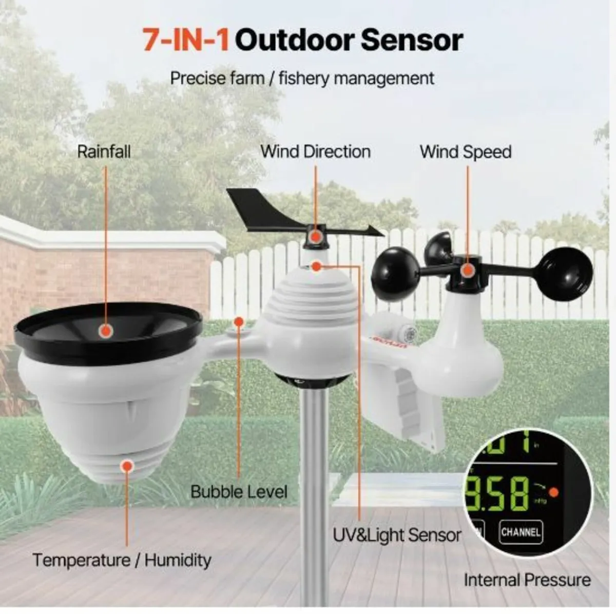 7-in-1 Wi-Fi Weather Station, 7.5 in Color Display - Image 3