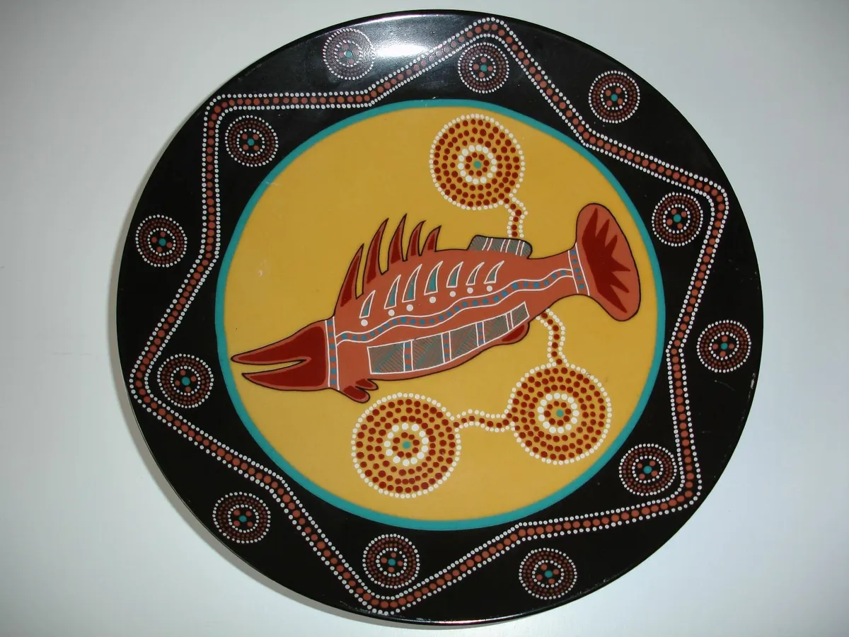 Vintage "Tobwadda" Authentic Aboriginal Art Plate - Image 1