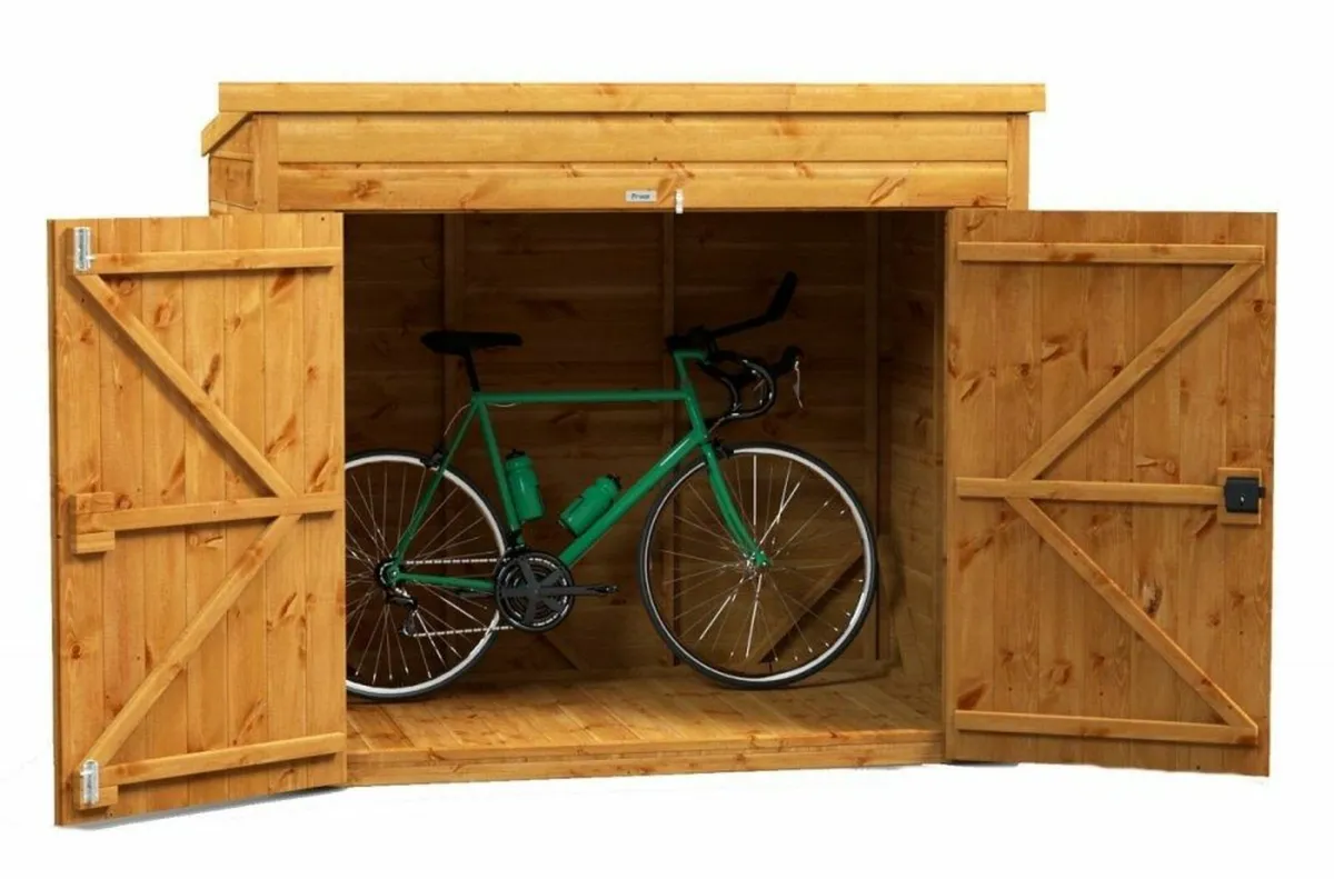 6X4 Deluxe Timber Bike Sheds.  Hold 3 Adult MTB's - Image 1