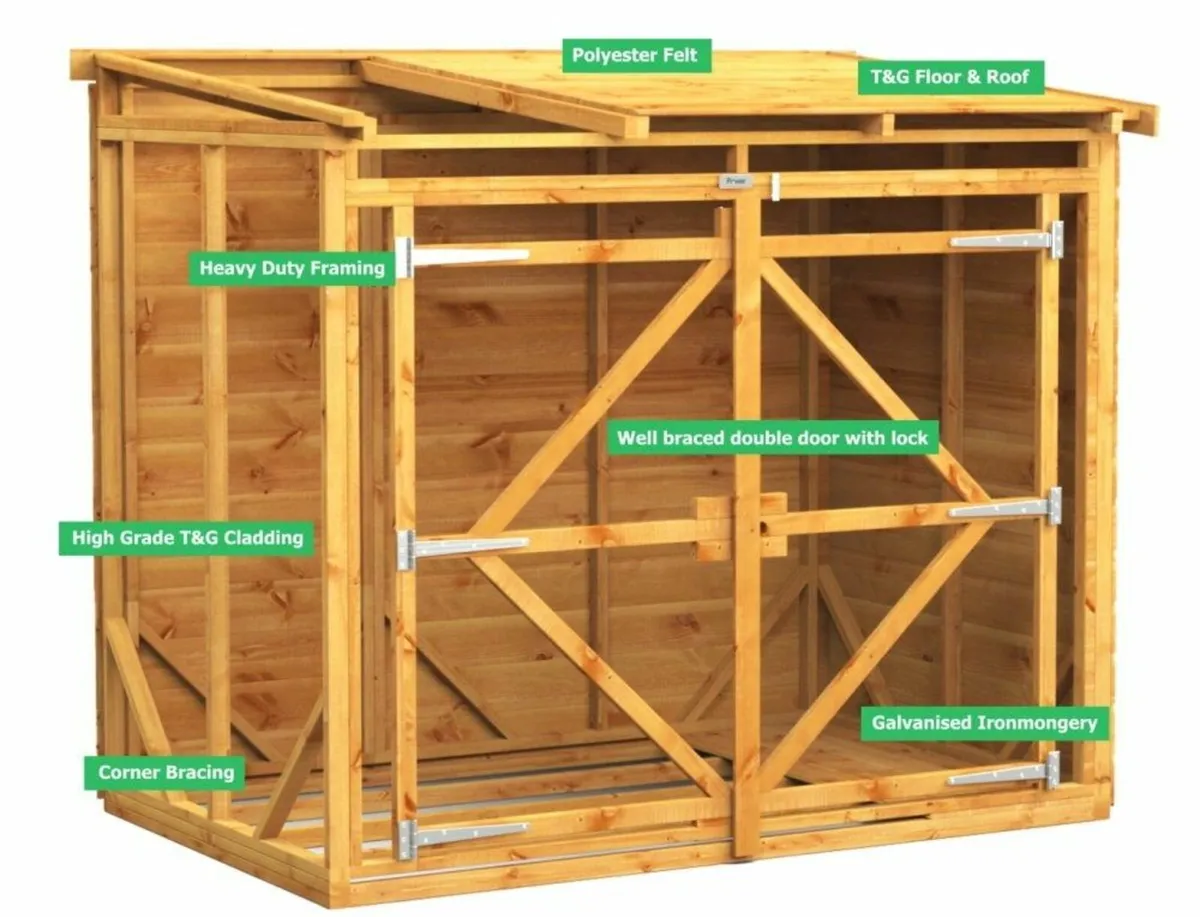 6X4 Deluxe Timber Bike Sheds.  Hold 3 Adult MTB's - Image 3