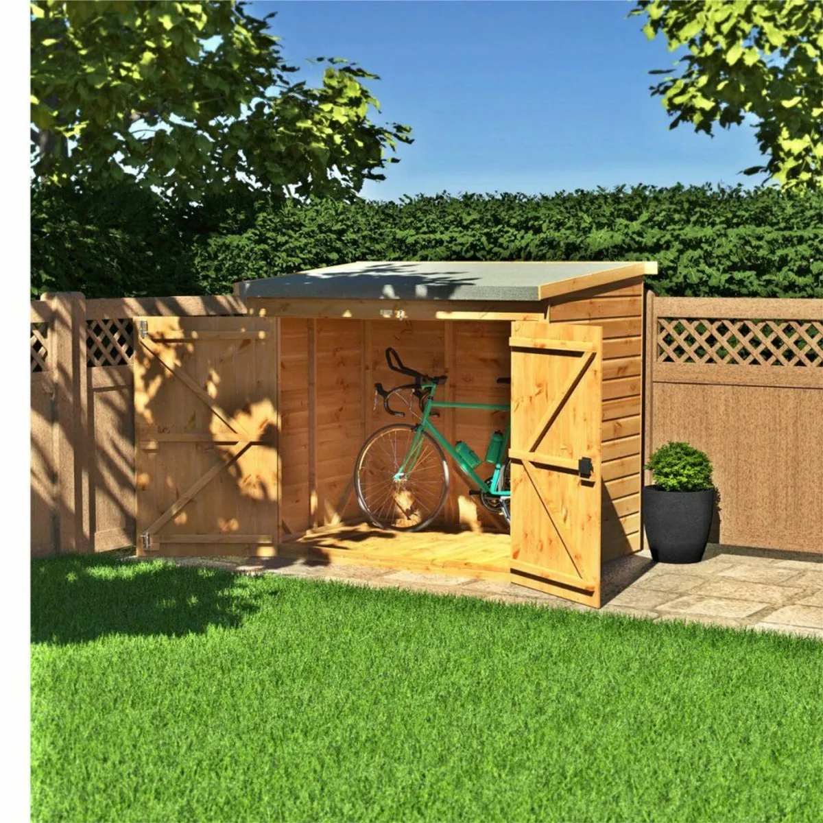 6X4 Deluxe Timber Bike Sheds.  Hold 3 Adult MTB's - Image 2