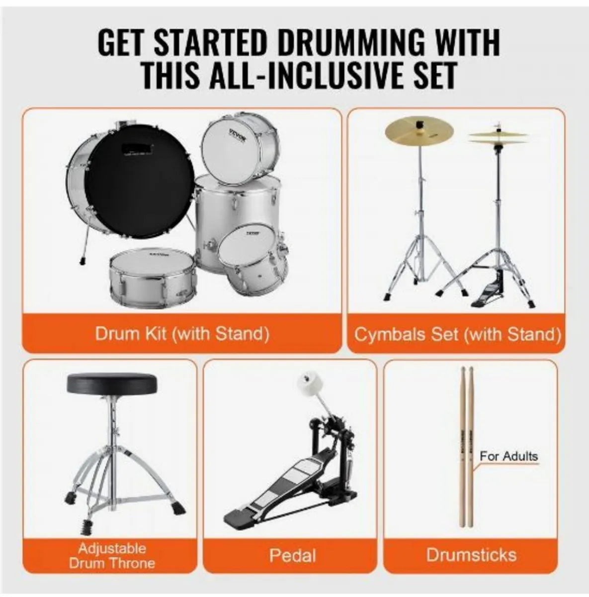 Adult Drum Set 5-Piece 22 in Complete - Image 2