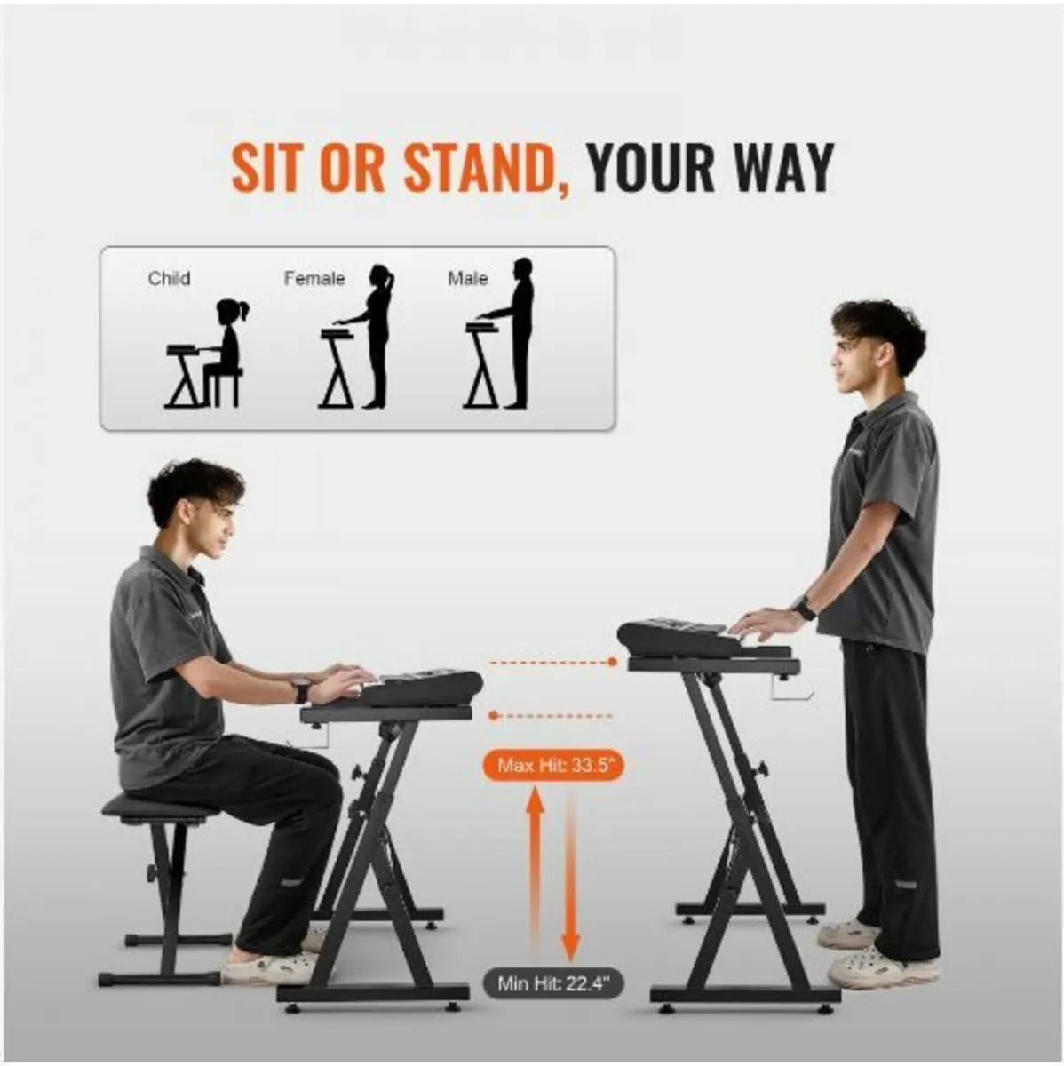 Piano Keyboard Stand and Bench Set, Z Style - Image 2
