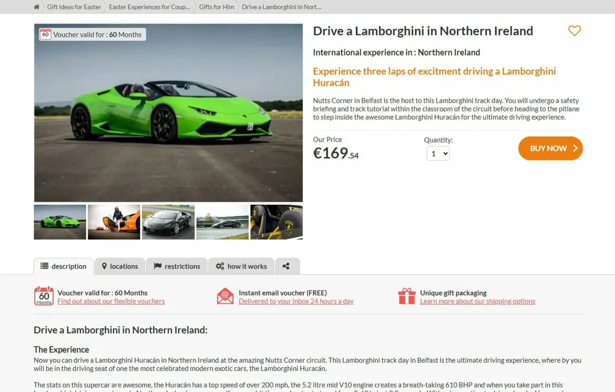 Lamborghini driving experience belfast