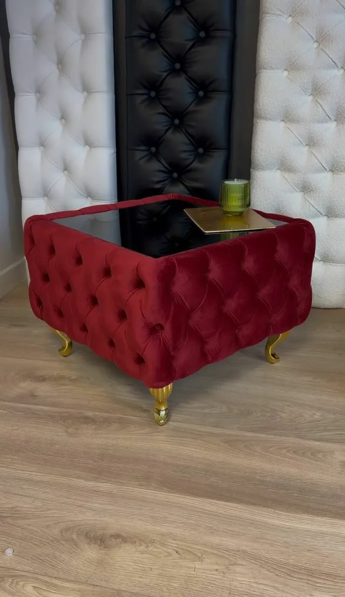 Chester Lux Square Coffee Table 63x63x45cm Velvet - Image 1