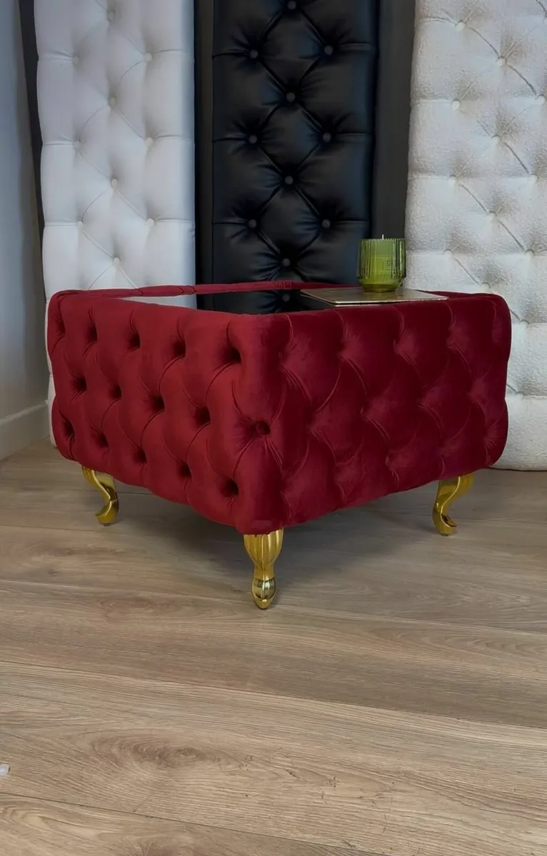 Chester Lux Square Coffee Table 63x63x45cm Velvet - Image 2