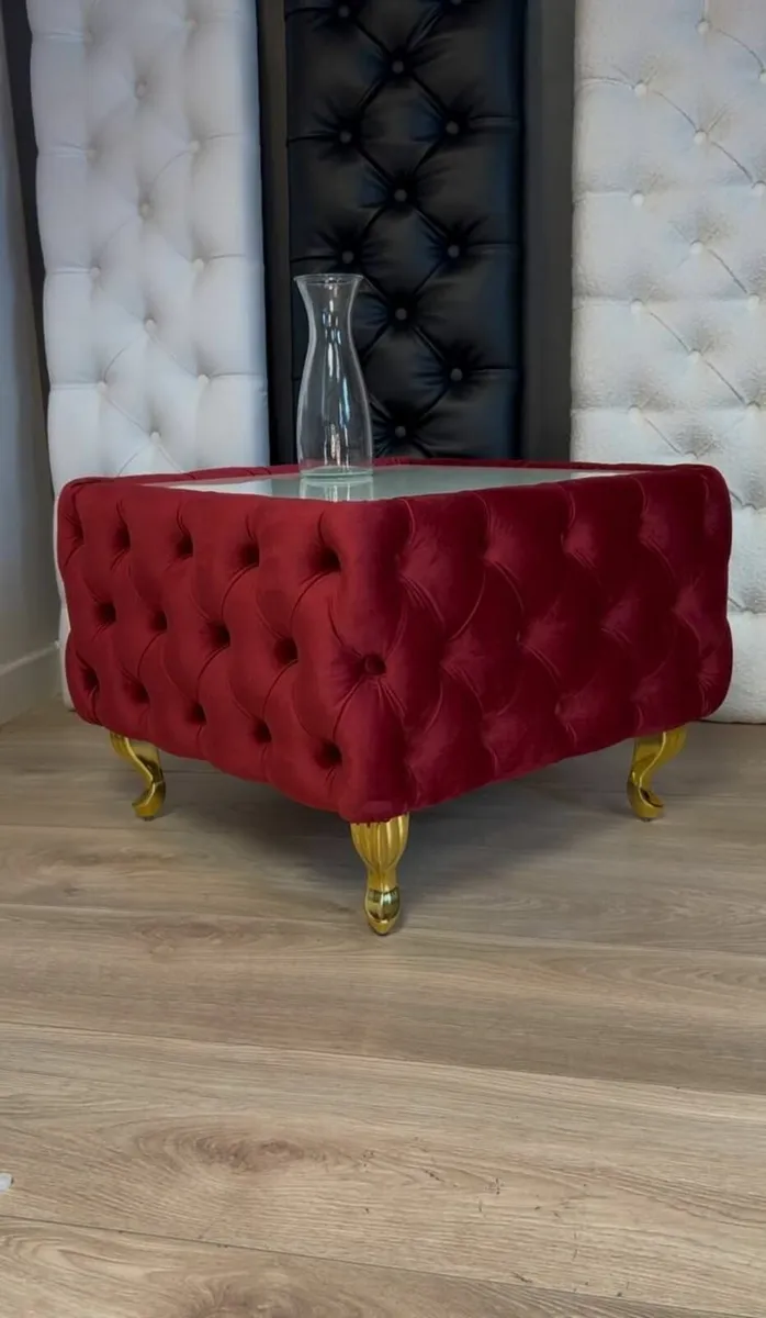 Chester Lux Square Coffee Table 63x63x45cm Velvet - Image 1