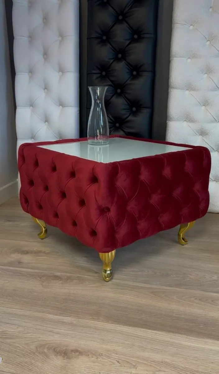 Chester Lux Square Coffee Table 63x63x45cm Velvet - Image 2
