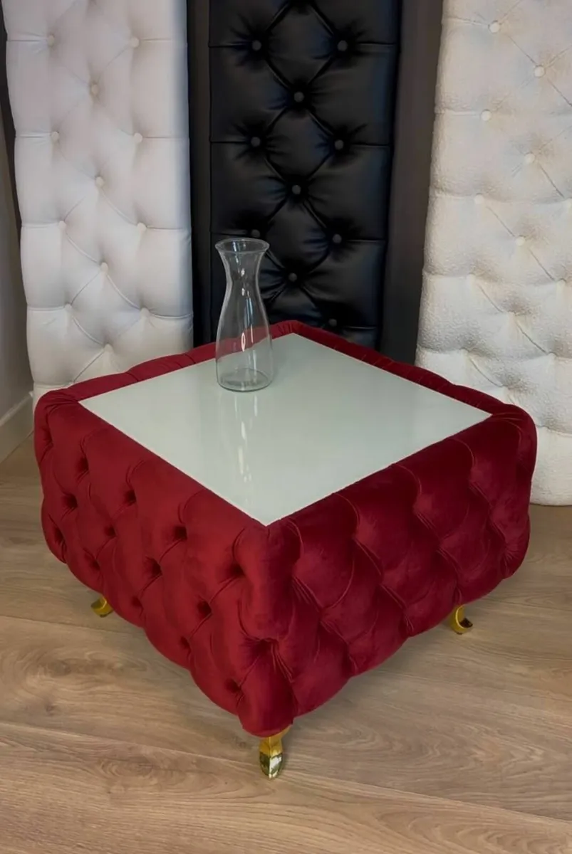 Chester Lux Square Coffee Table 63x63x45cm Velvet - Image 4