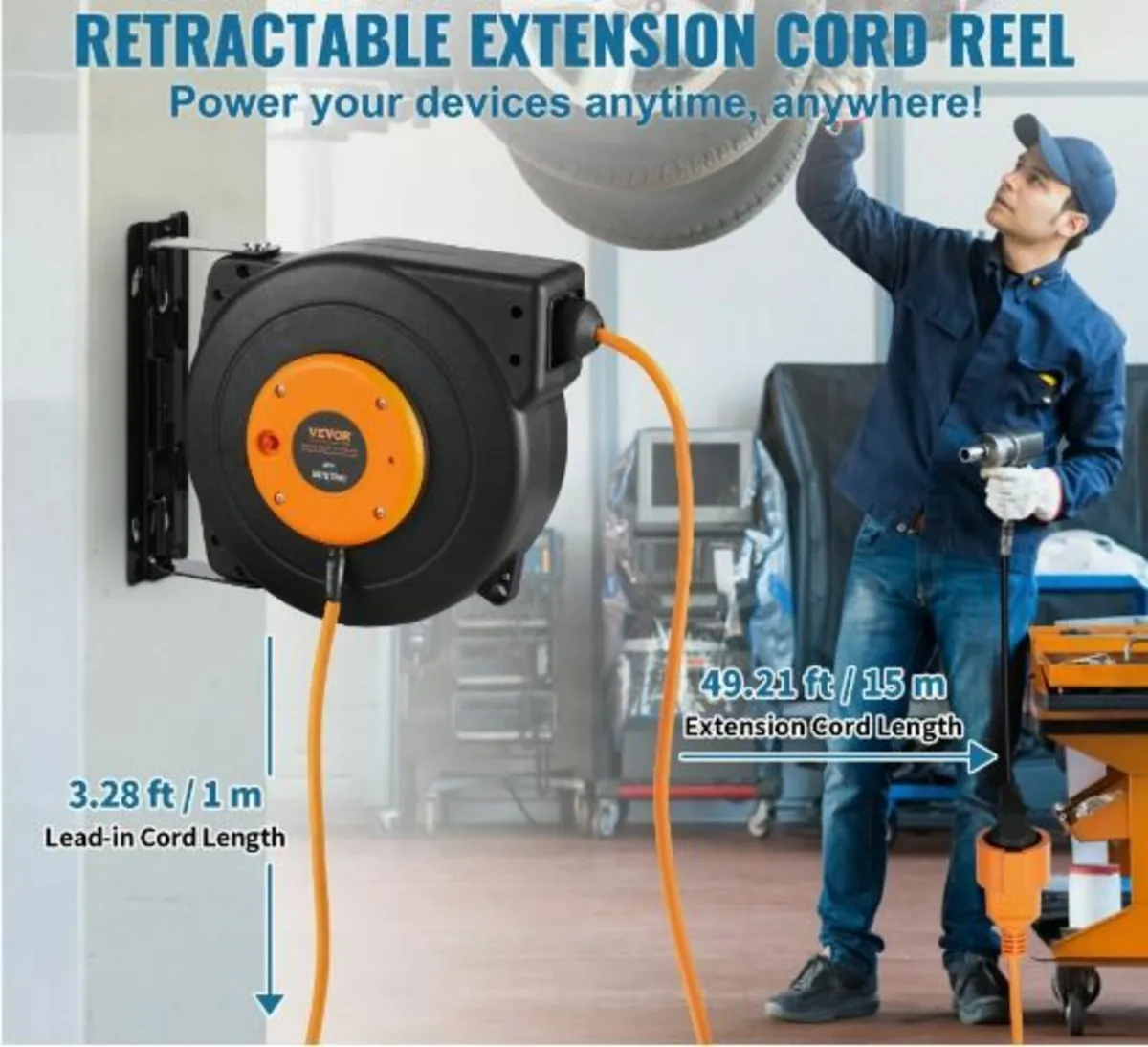 Retractable Extension Cord Reel Power - Image 3