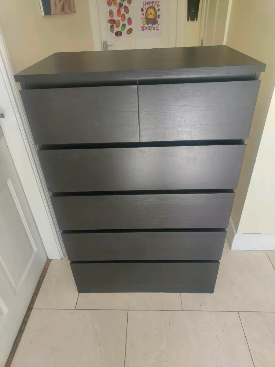 Black IKEA Malm 6 drawer chest - Image 1