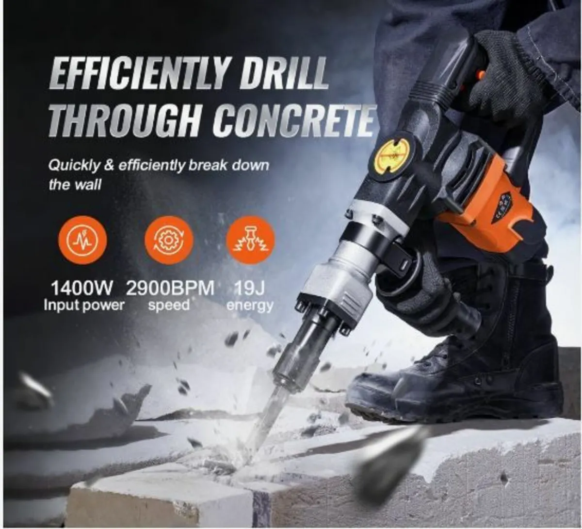 Demolition Jack Hammer Concrete Breaker 1600W - Image 3