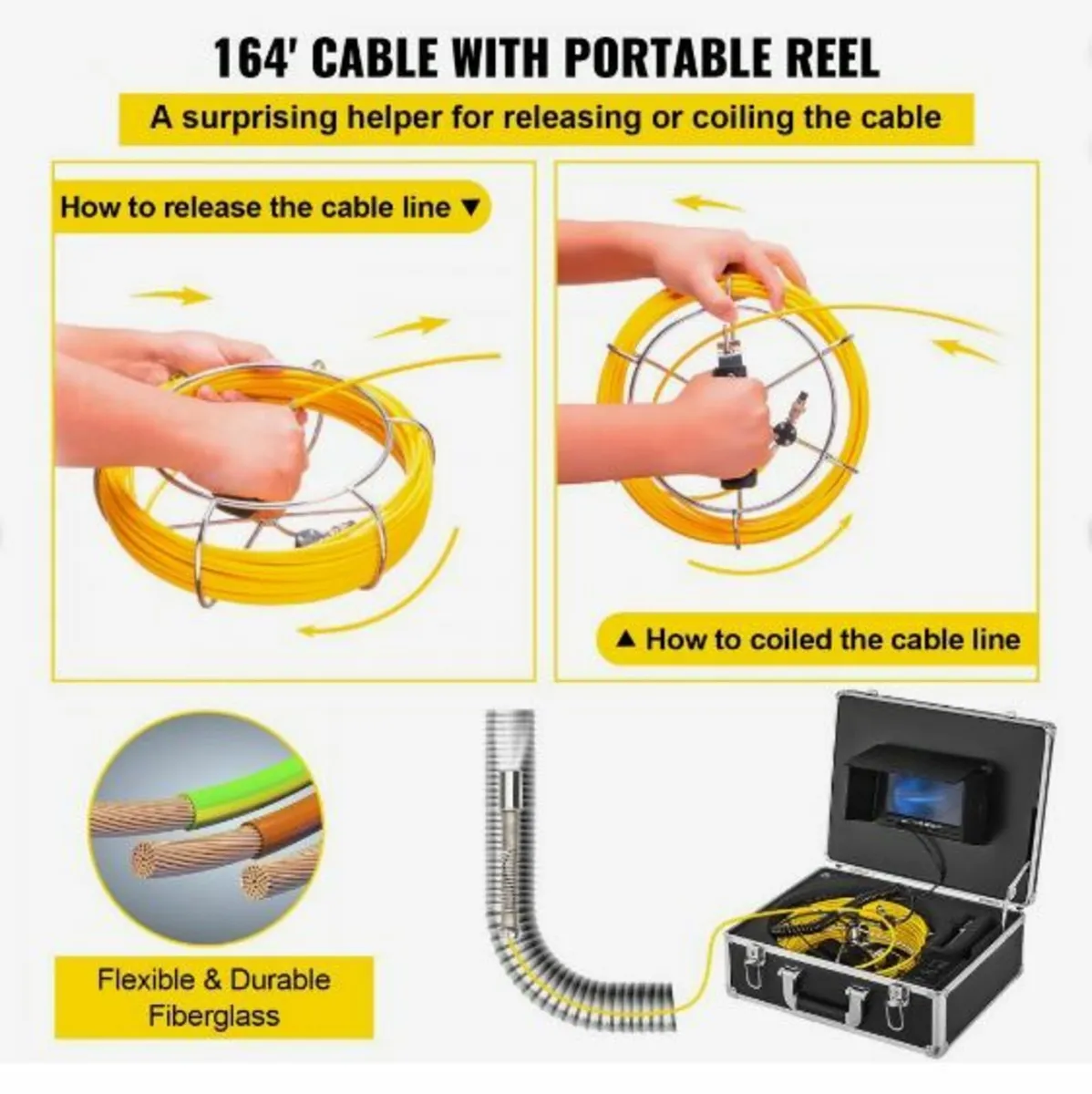50M Sewer Inspection Camera 7 Inch Monitor - Image 4