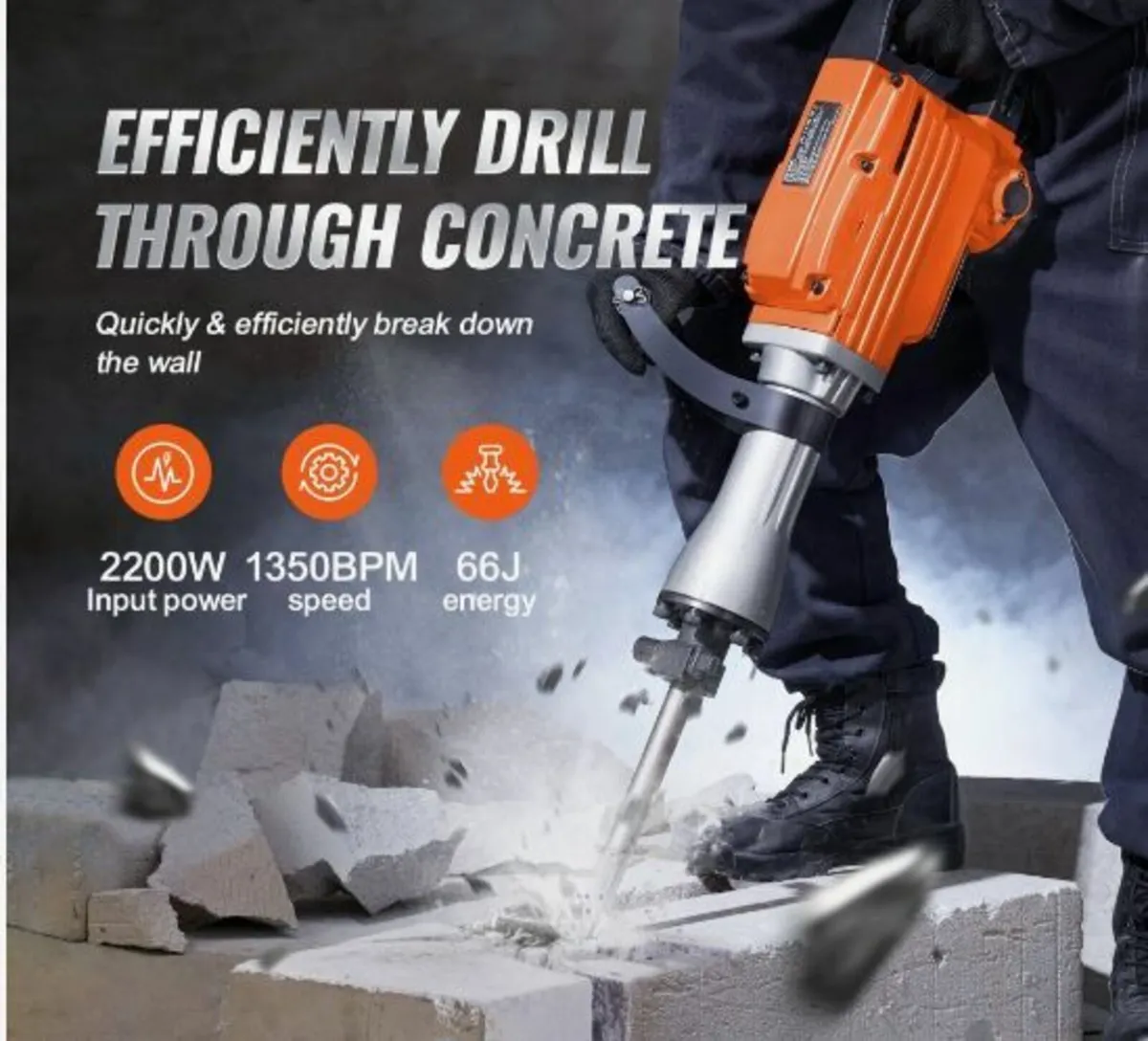 Demolition Jack Hammer Concrete Breaker 2200W - Image 2