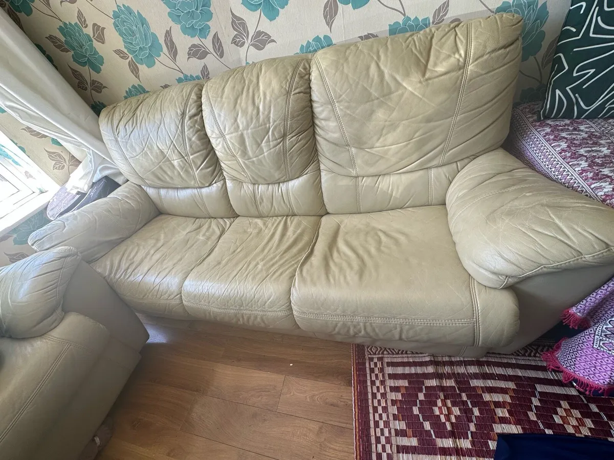 2- 3 seater sofas Pure leather- FREE!!! - Image 2