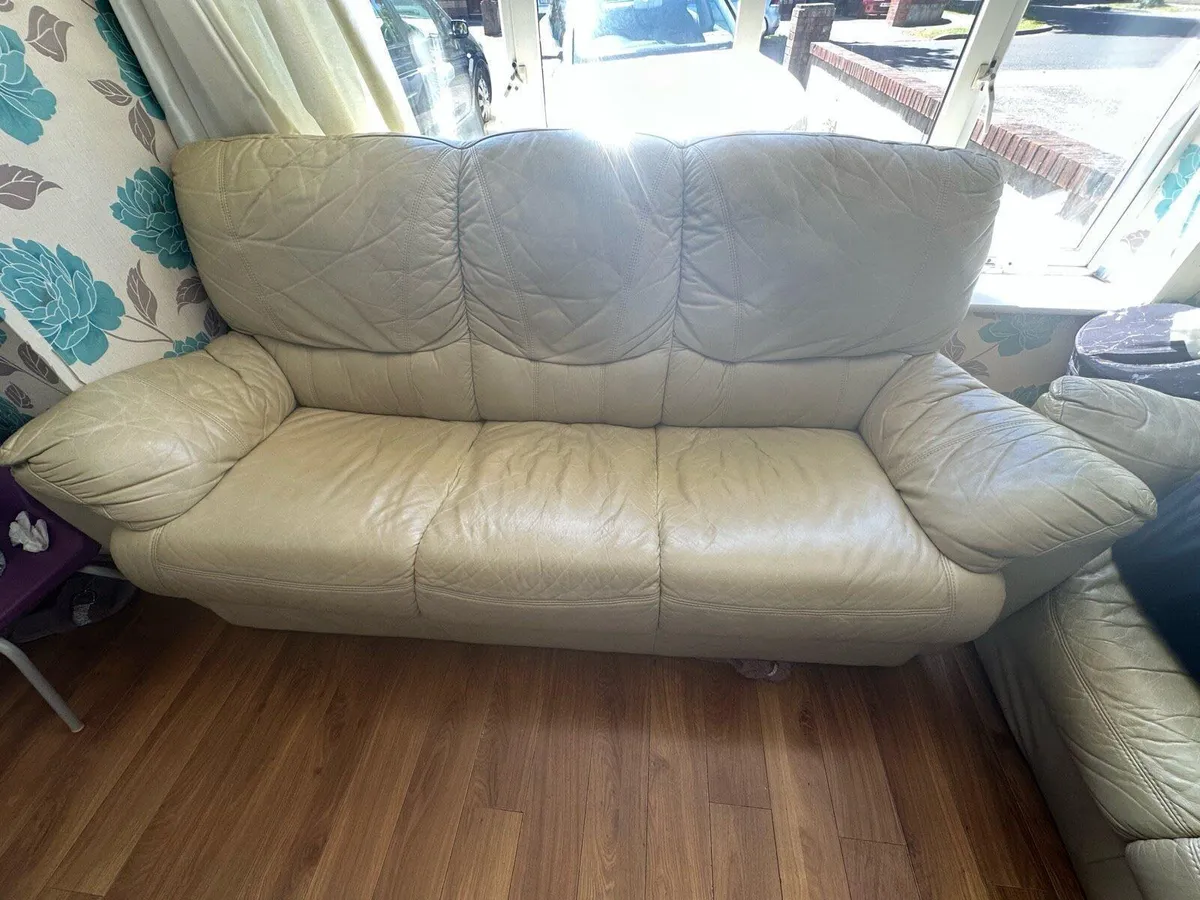 2- 3 seater sofas Pure leather- FREE!!! - Image 1